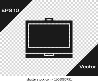 Grey Makeup powder with mirror icon isolated on transparent background.  Vector Illustration