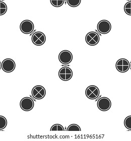 Grey Makeup powder with mirror icon isolated seamless pattern on white background.  Vector Illustration