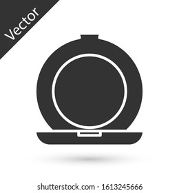 Grey Makeup powder with mirror icon isolated on white background.  Vector Illustration