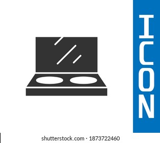 Grey Makeup powder with mirror icon isolated on white background.  Vector