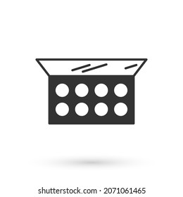 Grey Makeup powder with mirror icon isolated on white background.  Vector