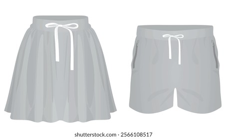 Grey  male and female shorts. vector illustration