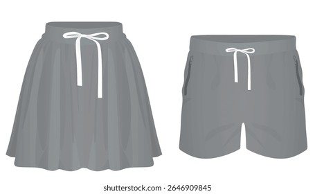 Grey male and female shorts. vector illustration	