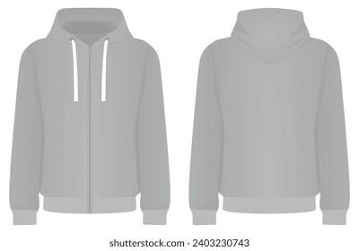 Grey male hoodie. vector illustration