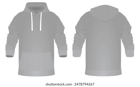 Grey male hoodie. vector illustration