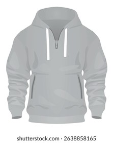 Grey male hoodie. vector illustration