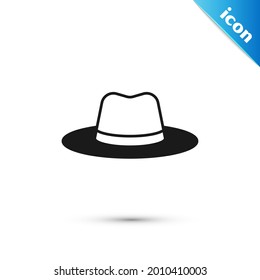 Grey Man hat with ribbon icon isolated on white background.  Vector