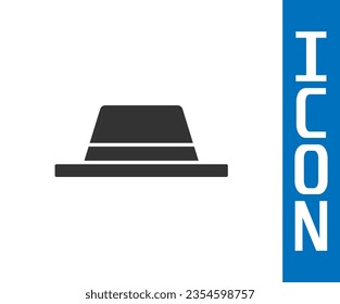 Grey Man hat with ribbon icon isolated on white background.  Vector Illustration
