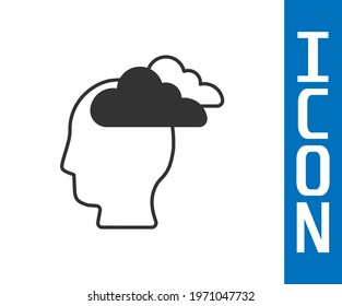 Grey Man having headache, migraine icon isolated on white background.  Vector