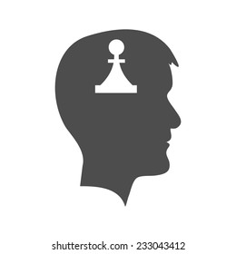 Grey man head with piece. Intelligence and logic