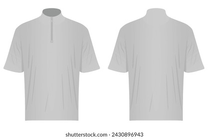 Grey man zip top t shirt. vector illustration