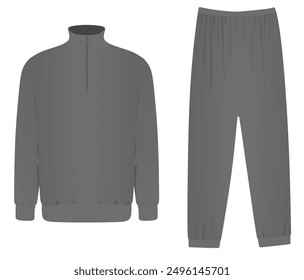 Grey man zip top t shirt and bottom. vector illustration