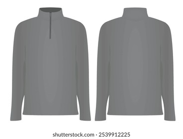 Grey  man zip top t shirt. vector illustration