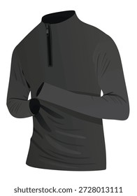 Camiseta de hombre gris con cremallera. Ilustración vectorial