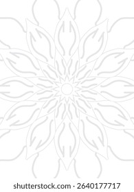 Grey Mandala Outline on White Canvas – Ethnic Decorative Element