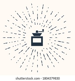 Grey Manual coffee grinder icon isolated on beige background. Abstract circle random dots. Vector.