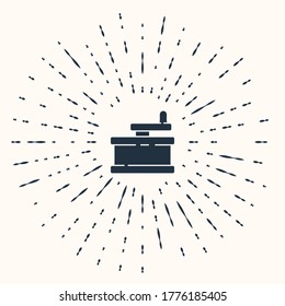 Grey Manual grinder icon isolated on beige background. Abstract circle random dots. Vector Illustration