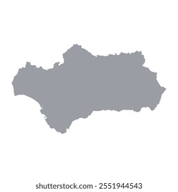 Grey map of Andalusia isolated on white background. Vector illustration