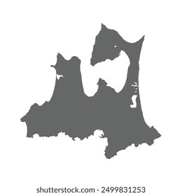 Mapa gris de la prefectura de Aomori aislado sobre fondo blanco. Ilustración vectorial