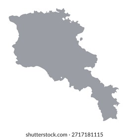 Grey map of Armenia isolated on white background. Vector illustration