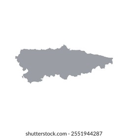 Mapa cinzento de Astúrias isolado no fundo branco. Ilustração vetorial