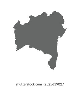 Grey map of the Bahia state isolated on white background. Vector illustration