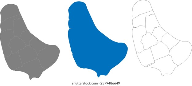 Grey Map of Barbados with Parishes