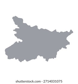  Graue Karte von Bihar einzeln auf weißem Hintergrund. Vektorgrafik