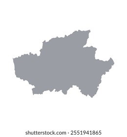 Mapa cinzento de Braga isolado sobre fundo branco. Ilustração vetorial