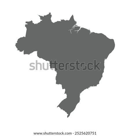 Grey map of Brazil isolated on white background. Vector illustration