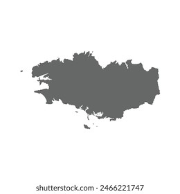 Grey map of Brittany province. Vector illustration