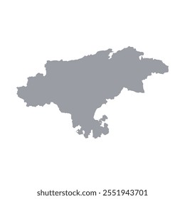 Mapa cinzento de Cantábria isolado sobre fundo branco. Ilustração vetorial