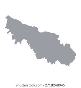 Mapa gris de la región económica de Arán Central aislado sobre fondo blanco. Ilustración vectorial