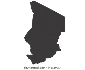 Grey map of Chad isolated on white background