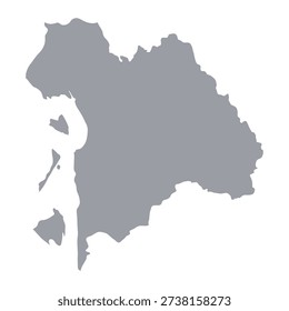 Grey map of Chandpur isolated on white background. Vector illustration