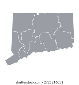 Grey map of Connecticut isolated on white background. Vector illustration