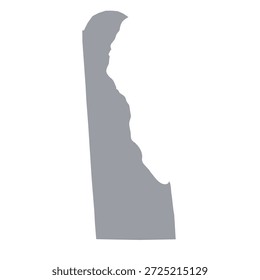 Graue Karte von Delaware einzeln auf weißem Hintergrund. Vektorgrafik