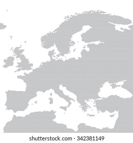 Grey Map Of Europe In The Dot. Vector Illustration.