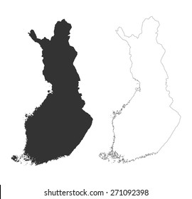 grey map of finland with line