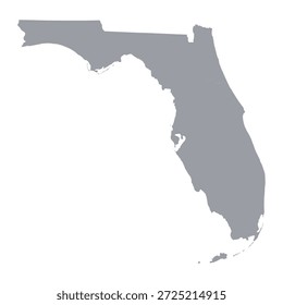 Grey map of Florida isolated on white background. Vector illustration