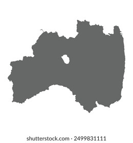 Grey map of Fukushima prefecture isolated on white background. Vector illustration