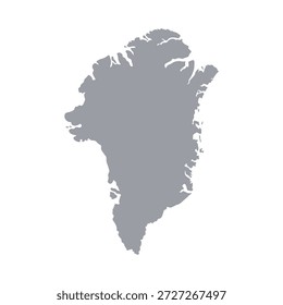 Grey map of Greenland isolated on white background. Vector illustration