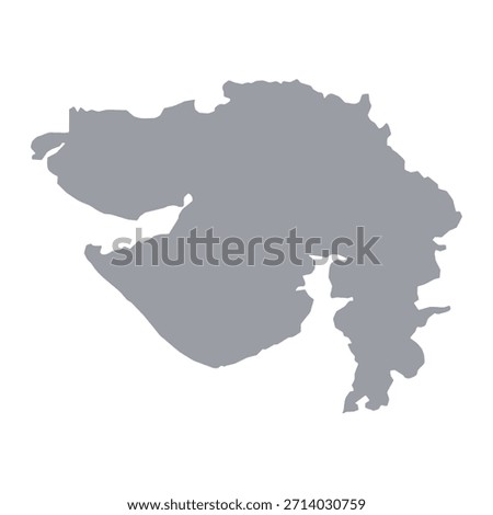 Grey map of Gujarat isolated on white background. Vector illustration