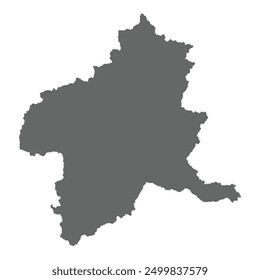 Grey map of Gunma prefecture isolated on white background. Vector illustration