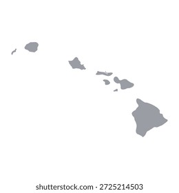 Mapa cinzento de Havaí isolado no fundo branco. Ilustração vetorial