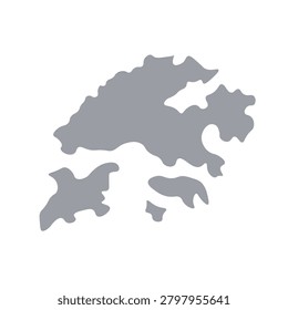 Grey map of Hong Kong Special Administrative Region isolated on white background. Vector illustration