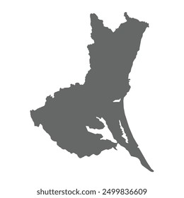 Grey map of Ibaraki prefecture isolated on white background. Vector illustration