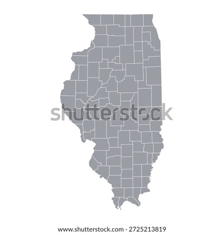 Grey map of Illinois isolated on white background. Vector illustration