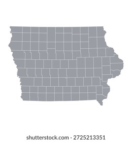 Graue Karte von Iowa einzeln auf weißem Hintergrund. Vektorgrafik