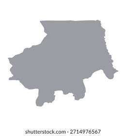 Mapa gris de Uíge aislado sobre fondo blanco. Ilustración vectorial
